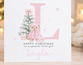 Personalised Christmas Card for Girl, Custom Name Christmas Card, Cute Christmas Card for Daughter, Granddaughter or Niece
