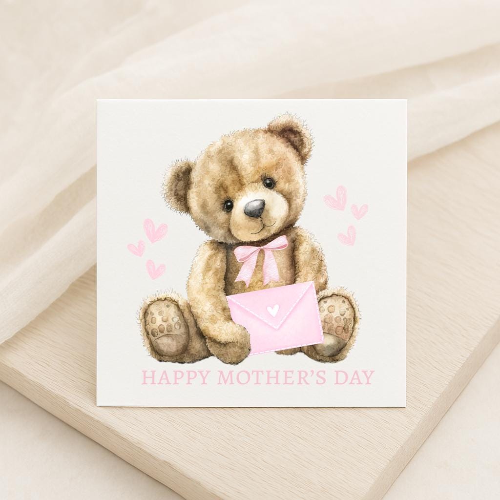 Personalised Mother’s Day Card From Son or Daughter, Teddy Bear Mum ...