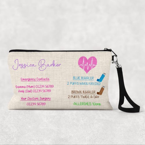 Bolsa de medicamentos personalizada: inhalador, EpiPen, cuidado de la diabetes