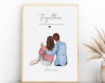 Personalised Couple Print, Valentines Day Gift, Customised Couple Gift, Boyfriend & Girlfriend Print, Anniversary Print, Couples Gift