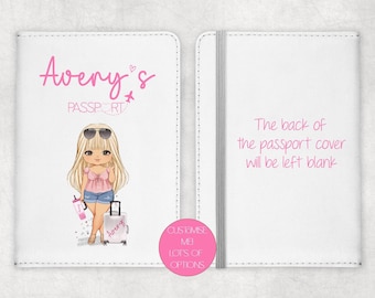 Personalised Passport Cover: Travel Girl Illustration