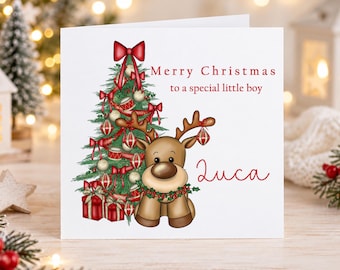 Personalised Christmas Card for Child, Custom Name Christmas Card, Christmas Card for Boy or Girl, Cute Kids Christmas Card