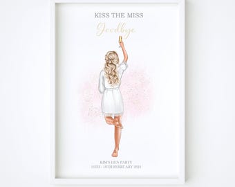 Personalised Kiss The Miss Goodbye, Hen Party Guest Book, Hen Weekend Gift, Miss To Mrs Guest Book, Bridal Shower Gift, Keepsake Memory