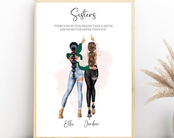 Impression personnalisée pour soeur, cadeau meilleure amie, cadeau pour soeurs, souvenir, cadeaux d'anniversaire bestie, cadeau d'anniversaire pour elle