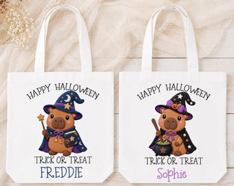 Personalised Halloween Trick or Treat Bag, Witch or Wizard Tote Bag, Kids Halloween Treat Bag