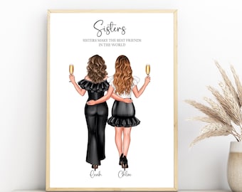 Impression personnalisée pour soeur, cadeau meilleure amie, cadeau pour soeurs, souvenir, cadeaux d'anniversaire bestie, cadeau d'anniversaire pour elle