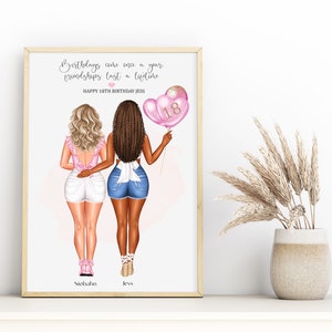 Best Friend Print, Birthday Print Friends Group, Personalised Print, Best Friend Gift, Gift for Her, 16 18 21 30 40 50 Birthday
