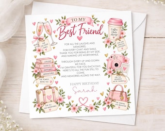 Personalised Best Friend Birthday Card, Custom Birthday Card for Bestie, Friendship Gift