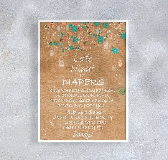Late Night Diaper Messages Display Baby Shower Diaper Etsy