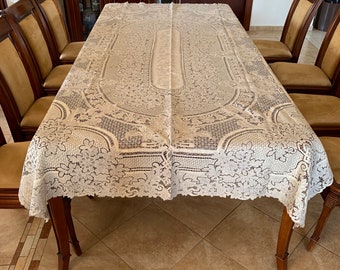 Rare antique linen handmade tablecloth from Cyprus