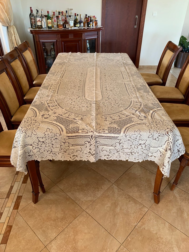 Rare antique linen handmade tablecloth from Cyprus image 1