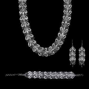 Handmade Filigree Set "Indie" - Sterling silver jewelry - birthday gift - mom gift -  Cyprus Jewellery