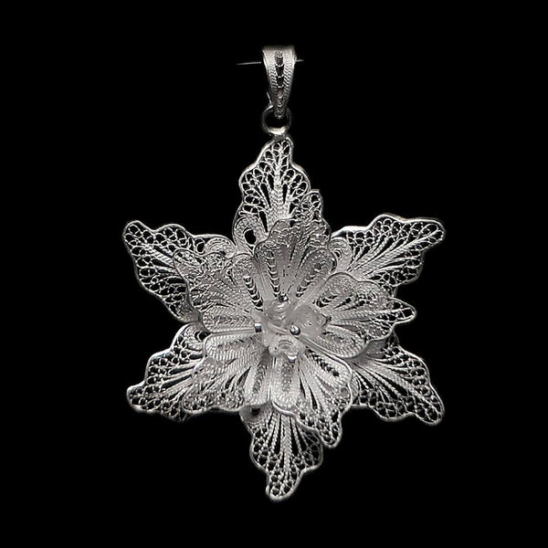 Handmade Filigree Pendant "Aechmea" - Sterling silver jewelry - birthday gift - mom gift -  Cyprus Jewellery