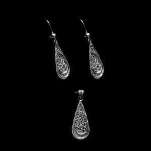 Handmade Filigree Set "Droplet" - Sterling silver jewelry - birthday gift - mom gift -  Cyprus Jewellery
