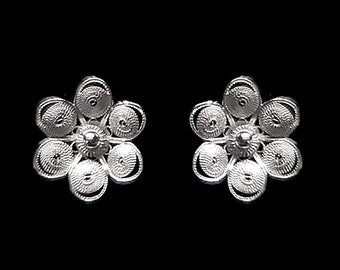 Handmade Filigree Stud Earrings "Chamomile" - Sterling silver - birthday gift - mom gift -  girlfriend gift - Cyprus Jewellery