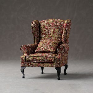 1:6 Scale Upholstered Armchair Ottoman Set - Morris Holiday Metallic