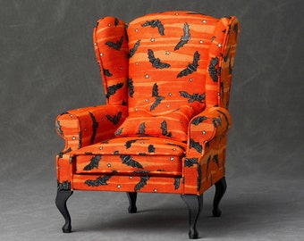 1:6 Scale Halloween Wingback Chair - Ghostly Greetings