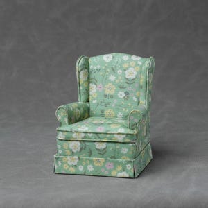 Handmade Miniature Upholstered Chair Sofa in 1:12 Scale With Skirt