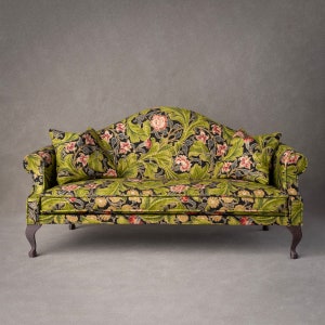 1:6 Scale Upholstered Miniature Antique Sofa, Morris Holiday Metallics 1912 Leicester