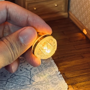 2-Pack Dollhouse Miniature LED Clear Etched Ceiling Lamp 1:12 Scale