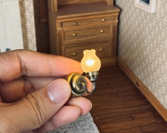 2-Pack Dollhouse Wall Sconce，Brass Battery Operated Miniature Led Light 1:12 Scale