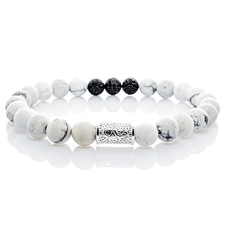 Beads Ball Black 8mm CZ Howlith 925 Sterling Silver Bracelet Bracelet Beaded Bracelet Class A