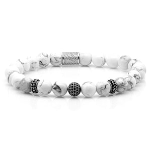 Howlite 925 sterling silver raw dined bracelet bracelet pearl bracelet 8 mm zircon