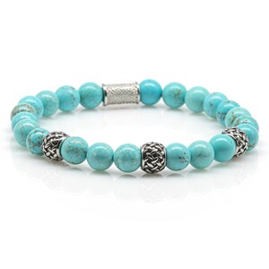 Turquoise Bracelet Bracelet Pearl bracelet silver 8 mm stainless steel spacer