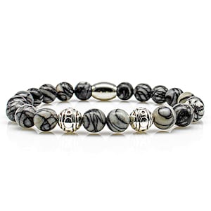 Netstone Bracelet Bracelet Pearl Bracelet Beads ball silver 8 mm stainless steel