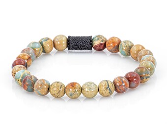 Pulseira Serpentina, Pulseira de Contas para Mulheres e Homens, Aço Inoxidável 8 mm