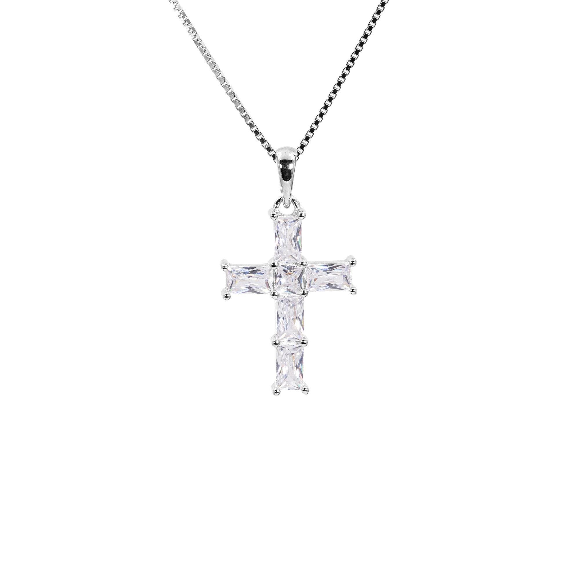 CROSS VENETIAN NECKLACE-SILVER925-ネックレス 925 Sterling Silver Venetian Chain Necklace Pendant Cross Zircon