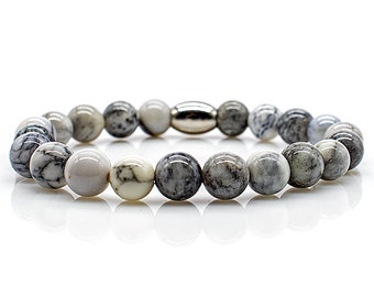 Agate Bracelet Pearl Bracelet Women Men 8 mm Stainless Steel