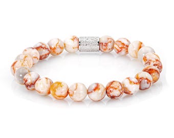 Pulseira de contas Sheryl Dragon, pulseira de contas para mulheres e homens, 8 mm, prata de lei 925