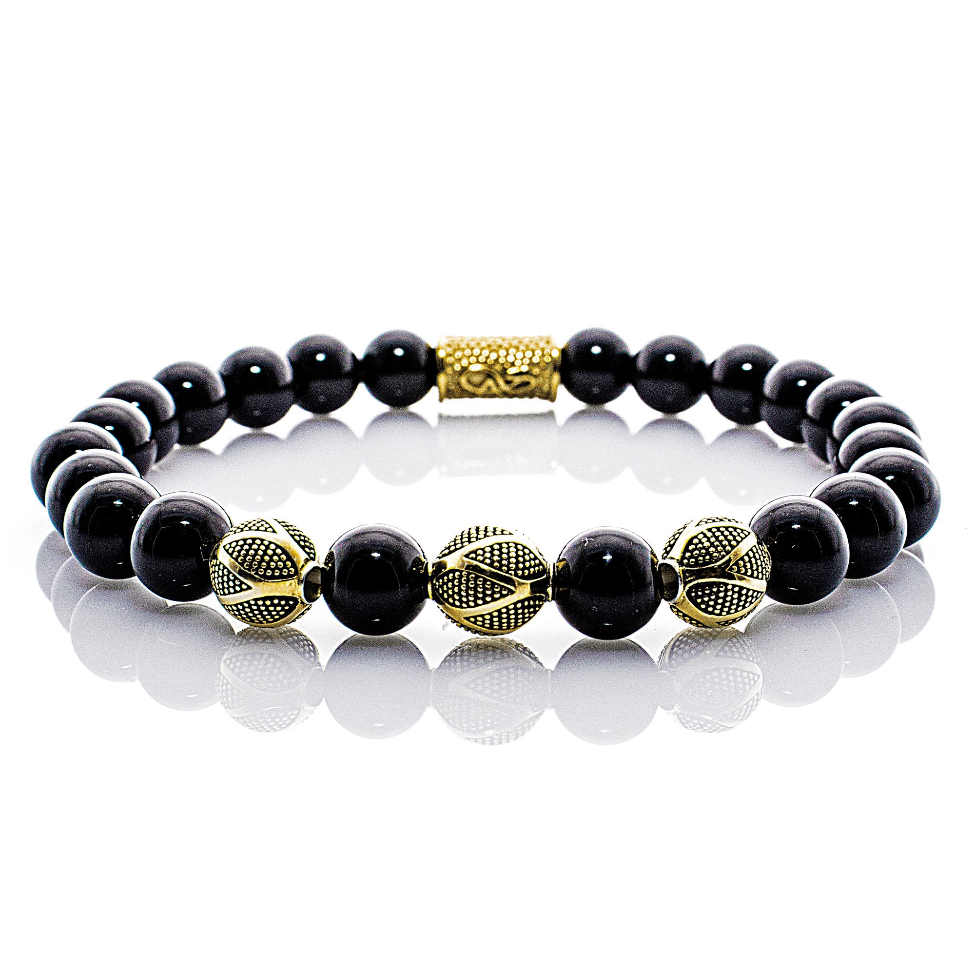 【HYERES LOR】24SS★ BR(W) Ball Black Onyx Bead Bracelet Onyx Bracelet. Black Onyx. Stretch. - Etsy