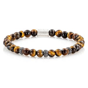 Tiger&#39;s eye 925 sterling silver raw dined bracelet bracelet pearl bracelet 6 mm zircon