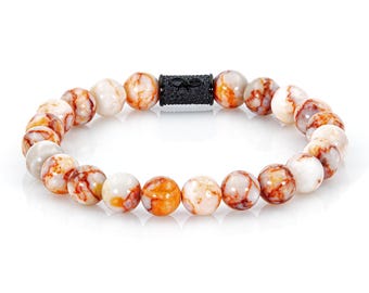 Pulseira de contas Sheryl Dragon, pulseira de contas para mulheres e homens, aço inoxidável de 8 mm