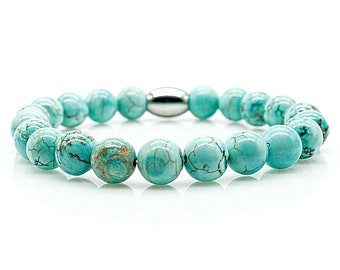 Turquoise bracelet bracelet pearl bracelet women men 8 mm stainless steel