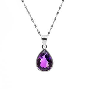 Twisted Curb Necklace Amethyst Pendant 925 Sterling Silver Necklace