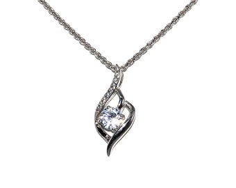 Diamond Cut ketting 1.2mm Water Drop CZ Stones 925 Sterling Zilveren Dames Ketting