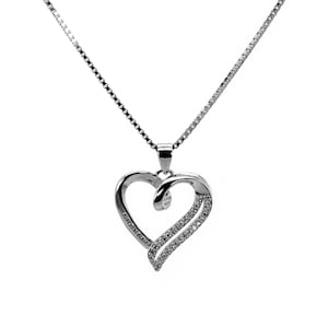 Venetian Necklace Necklace Pendant Pendant Heart with Zircon 925 Sterling Silver Women Necklace