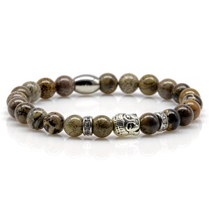 Yellow Flower Stone Bracelet Bracelet Beaded Bracelet Beads Buddha Women Men 8 mm Stainless Steel Rhinestone