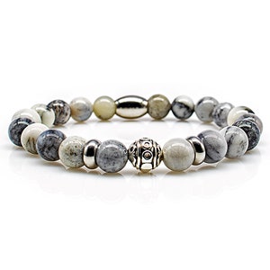 Agate Bracelet Bracelet Bead Bracelet Beads ball silver 8 mm stainless steel