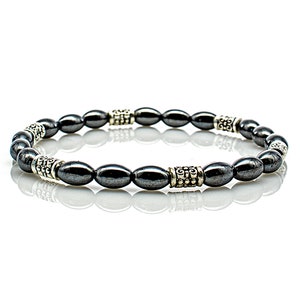 Hematite Bracelet Bracelet Pearl Bracelet Gunmetal Women Men 6 mm stainless steel