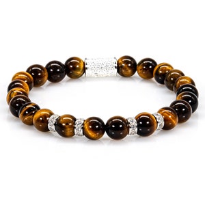 Tiger eye 925 sterling silver bracelet bracelet pearl bracelet spacer ring zircon 8 mm