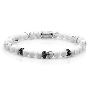 Howlite 925 Sterling Silver Raw Dinized Bracelet Bracelet Pearl Bracelet 6 mm Zircon