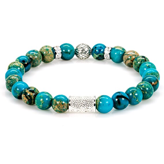 SILVER TAG ■ Aqua Turquoise Pearl Bracelet ブレスレット Turquoise and Freshwater Pearl Bracelet, Large Turquoise