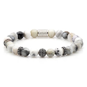 Agate 925 Sterling Silver Raw Dined Bracelet Bracelet Pearl Bracelet Zircon 8 mm