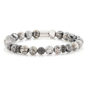 Jasper 925 sterling silver raw dined bracelet bracelet pearl bracelet 8 mm zircon