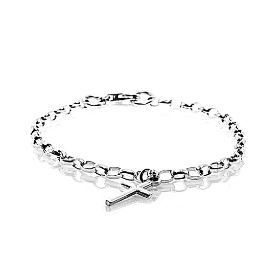 Rolo chain bracelet with cross charm discount