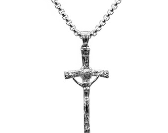 Religioso Ciondolo Collana Donna Uomo Regalo Gioielli - Argento Croce